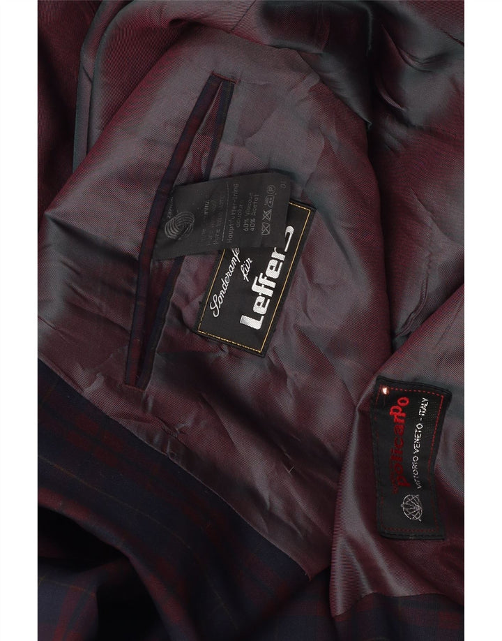 Policarpo Herre Double Breasted Blazer Jacket UK 40 Large Navy Blue Check