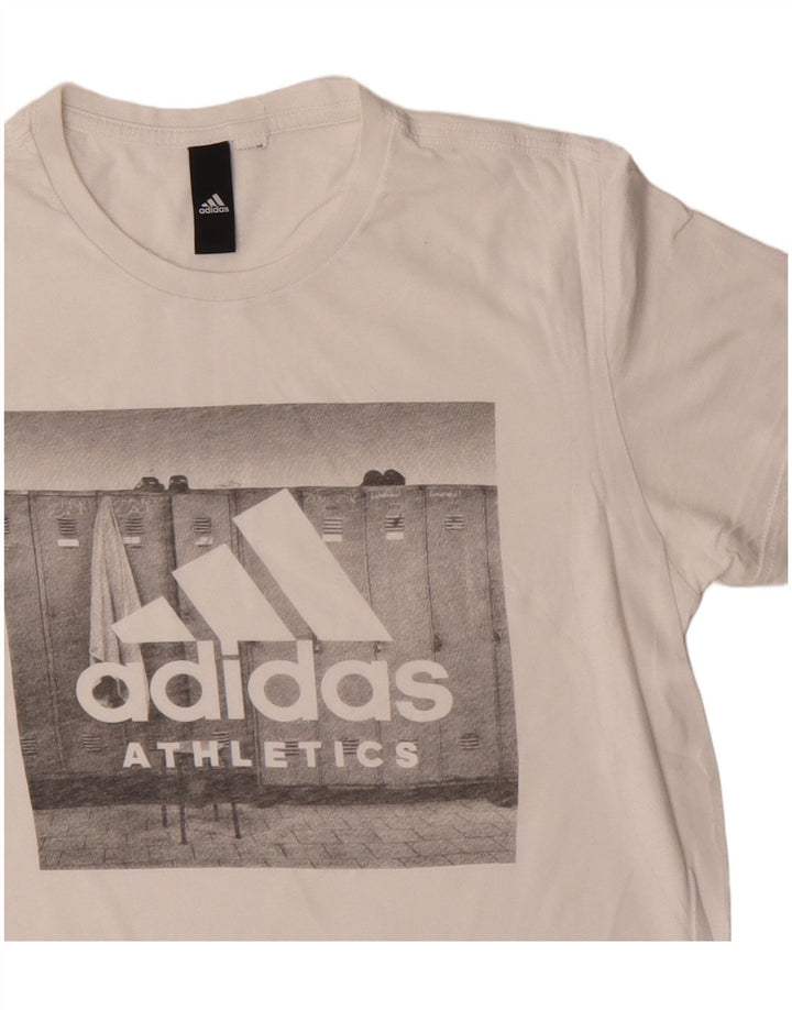 Adidas Grafisk T-shirt top til mænd, lille hvid bomuld