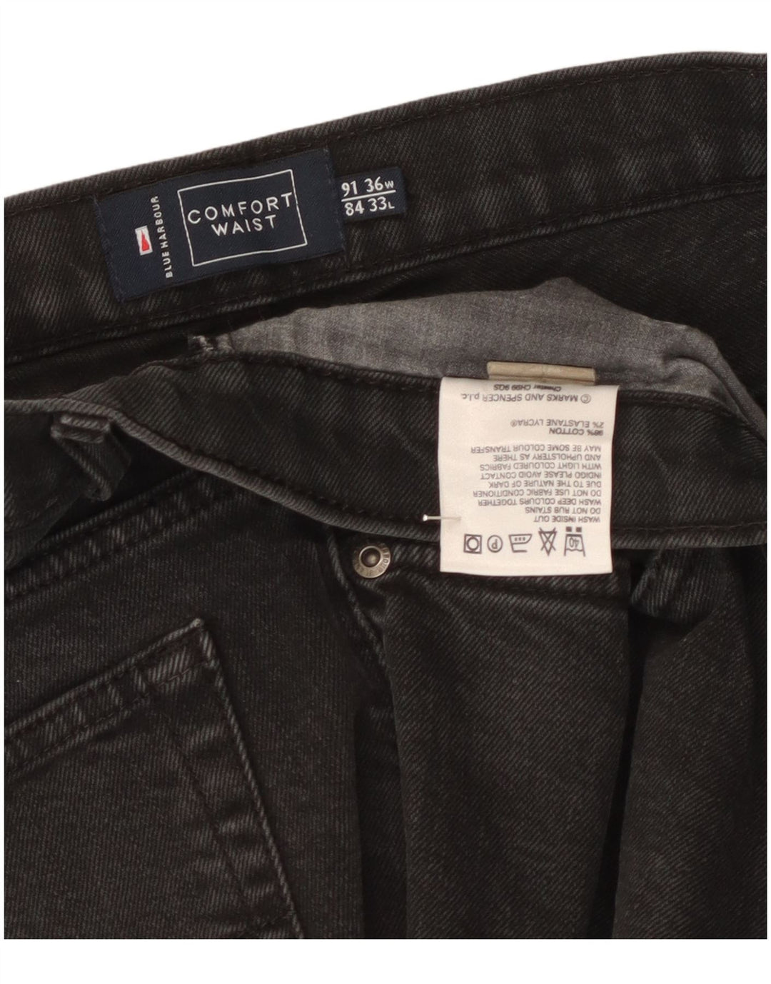 Marks & Spencer Straight Jeans til mænd W36 L27 sort bomuld
