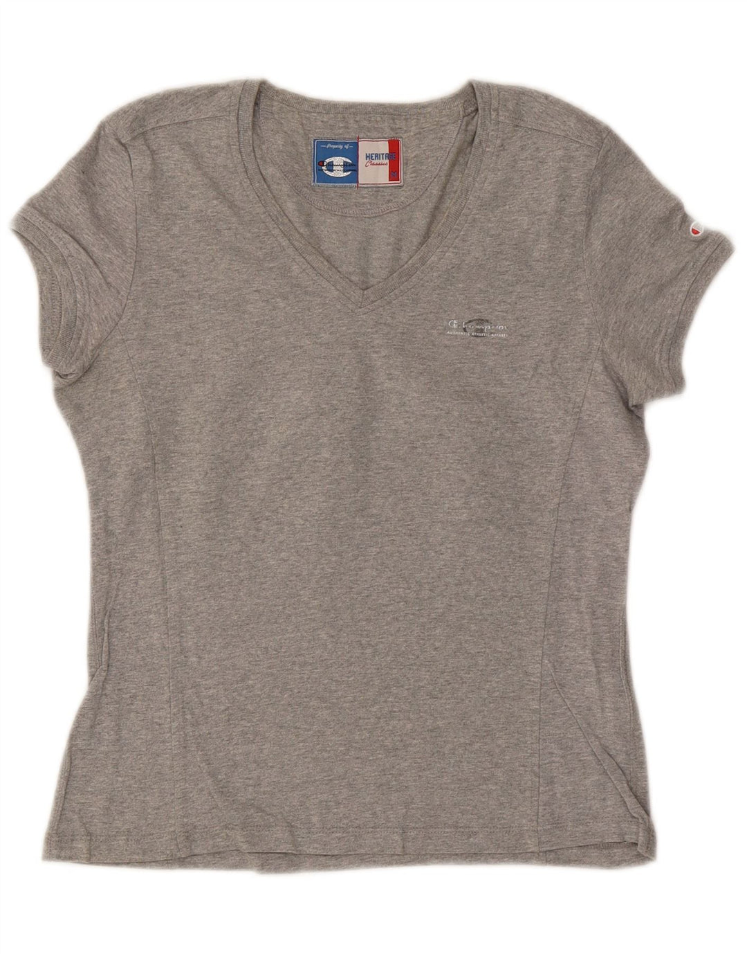 CHAMPION Womens Heritage Classics T-Shirt Top UK 12 Medium Grey Cotton