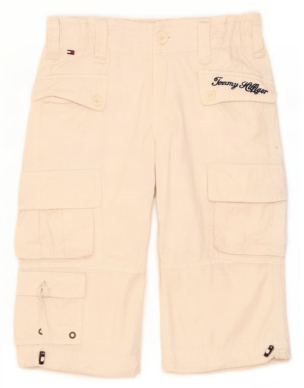 Tommy Hilfiger Boys Cargo Bermuda Shorts 7-8 år W24 Off White Bomuld