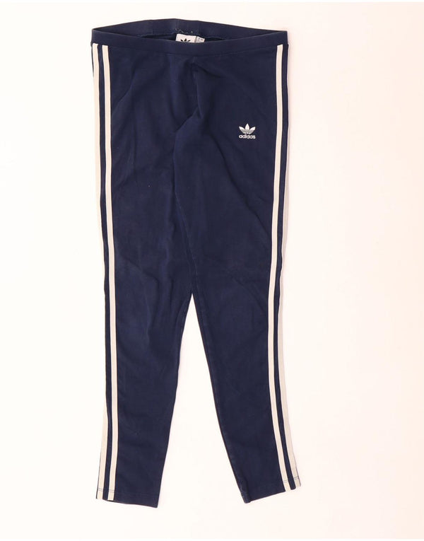 Adidas Dame Leggings UK 12 Medium Navy Blue Bomuld