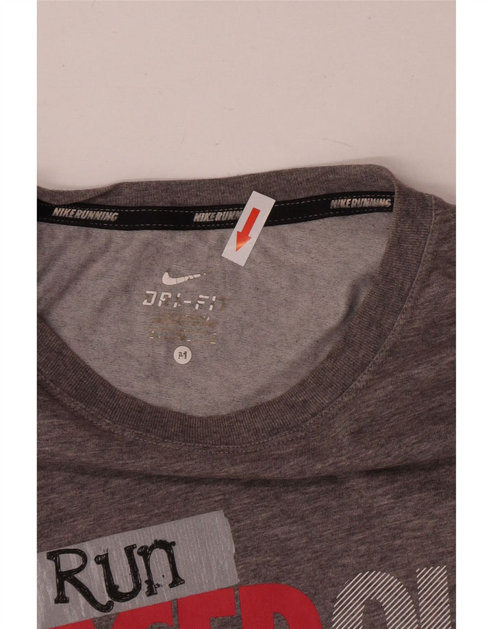 Nike Herre Dri Fit grafisk T-shirt top mellemgrå bomuld