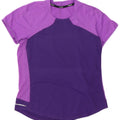 Nike Dame Dri Fit T-Shirt Top UK 12 Medium Lilla Colourblock Polyester