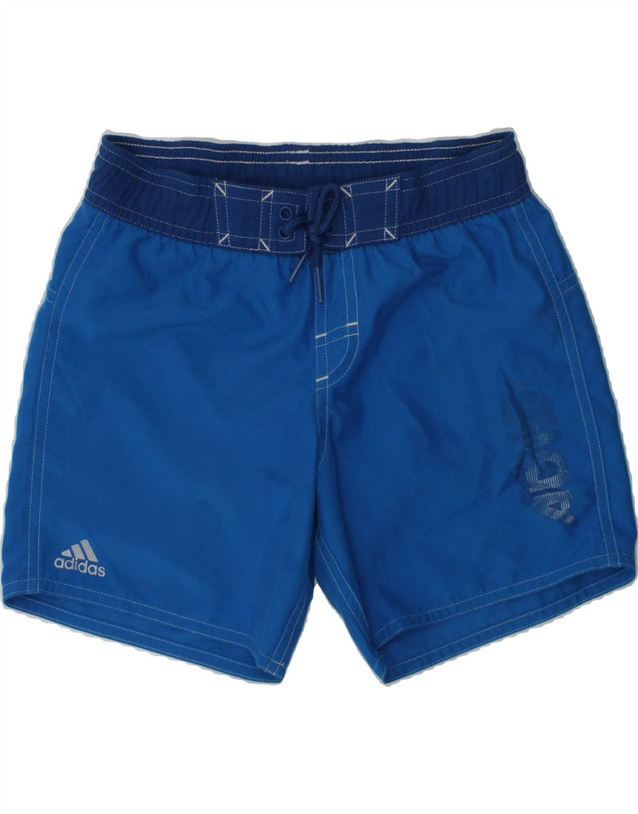 ADIDAS Boys Graphic Swimming Shorts 7-8 Years Blue Polyester | Vintage Adidas | Thrift | Second-Hand Adidas | Used Clothing | Messina Hembry 