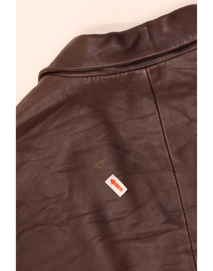 Evolution Dame 3-knaps læder blazerjakke IT 48 XL Brun Colourblock