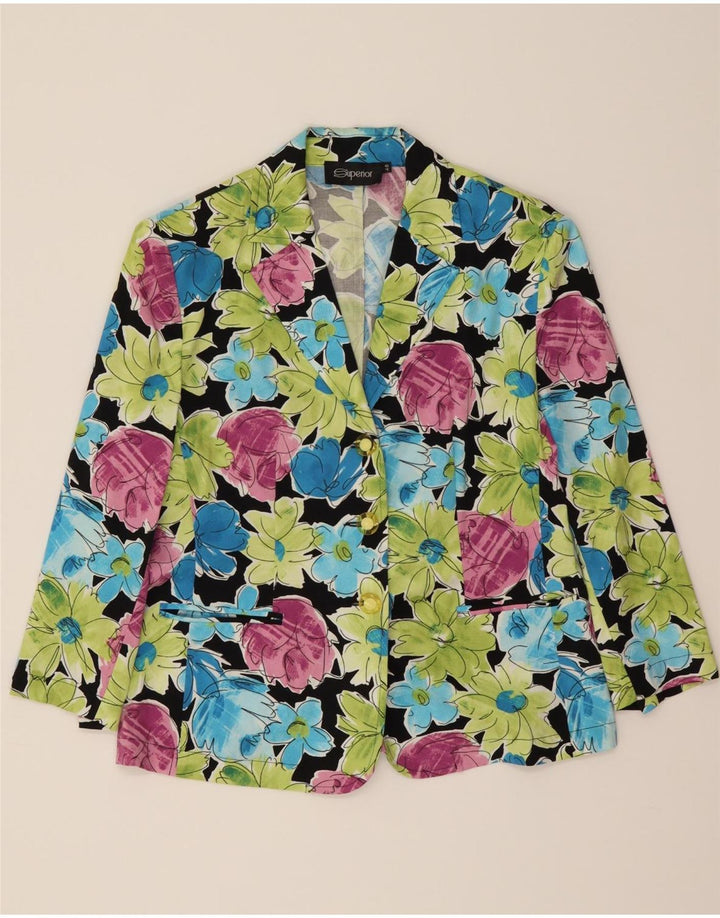SUPERIOR Womens 3 Button Blazer Jacket IT 46 Large Multicoloured Floral Vintage Superior and Second-Hand Superior from Messina Hembry 