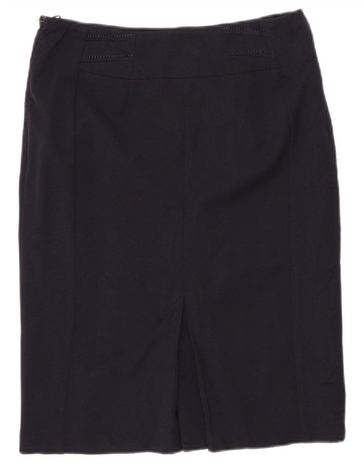 MARKS & SPENCER Lige nederdel til kvinder UK 10 Small W30 Navyblå polyester