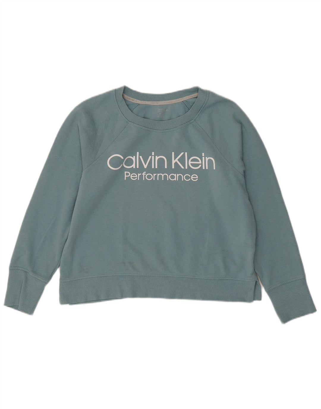 CALVIN KLEIN Dame Oversized Sweatshirt Jumper UK 10 Lille Grøn
