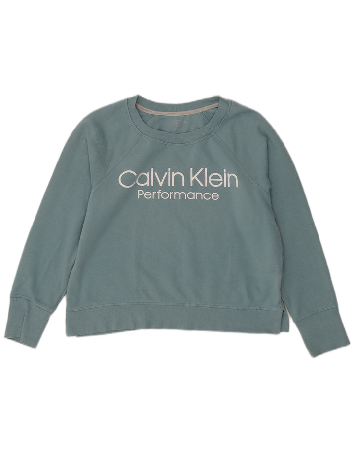 CALVIN KLEIN Dame Oversized Sweatshirt Jumper UK 10 Lille Grøn