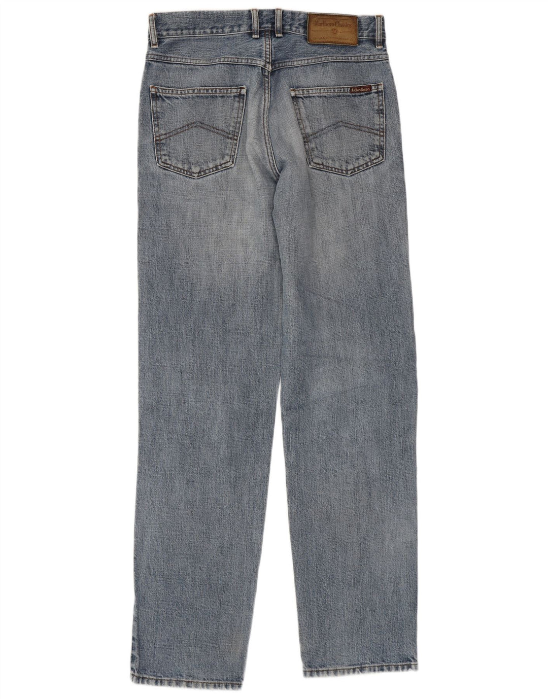 Marlboro Classics Herre Distressed Straight Jeans W32 L34 Blå Bomuld