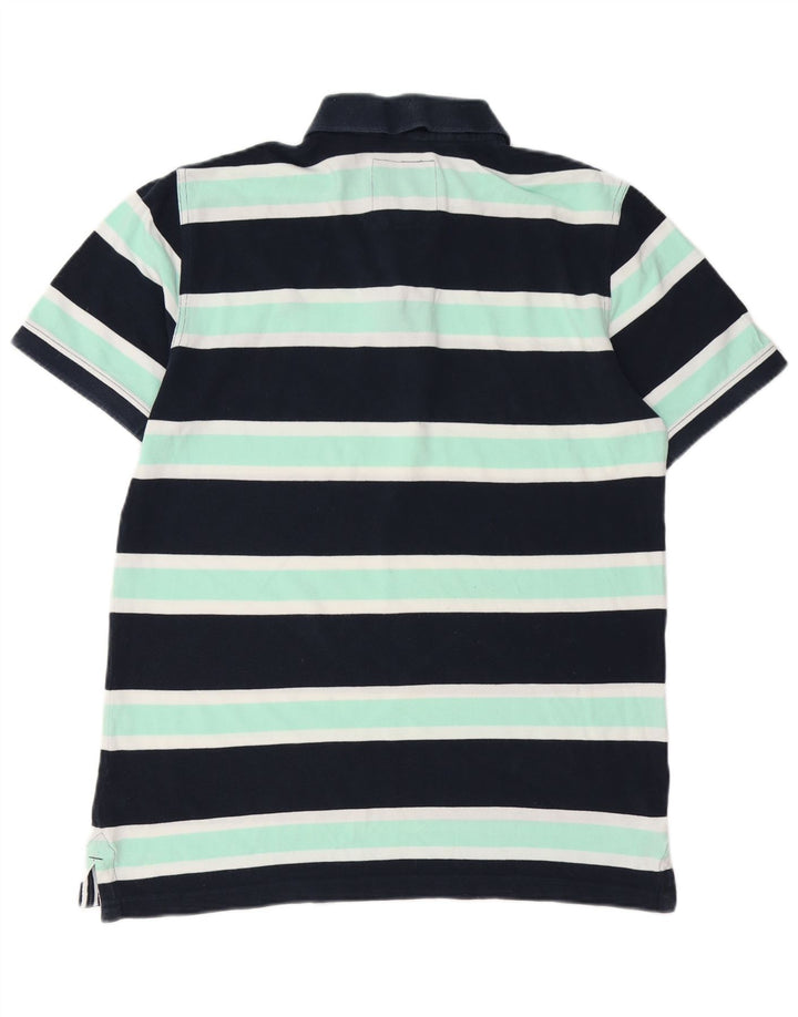 Besætningstøj Herre poloshirt Medium marineblå stribet bomuld