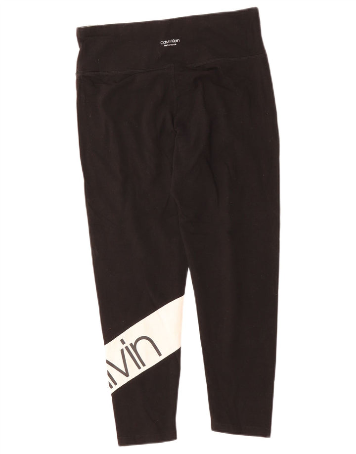 CALVIN KLEIN Grafiske Capri Leggings til kvinder UK 14 Stor sort farveblok
