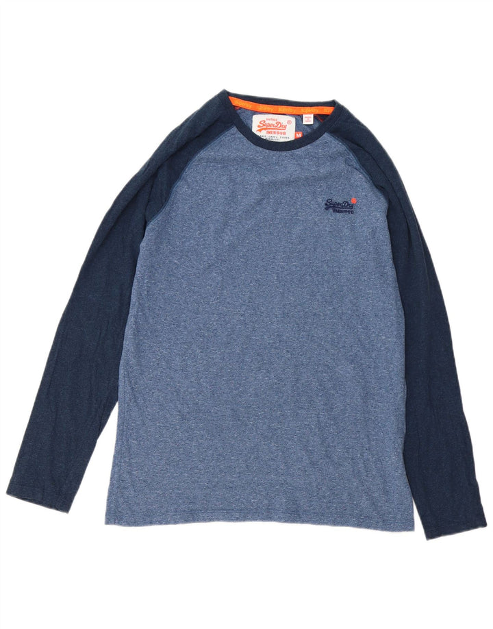 Superdry Herre Top Langærmet Medium Blue Colourblock Bomuld