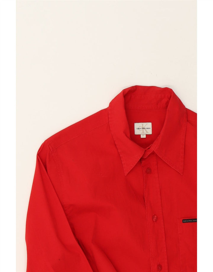 CALVIN KLEIN JEANS Mens Shirt Medium Red Cotton Vintage Calvin Klein Jeans and Second-Hand Calvin Klein Jeans from Messina Hembry 