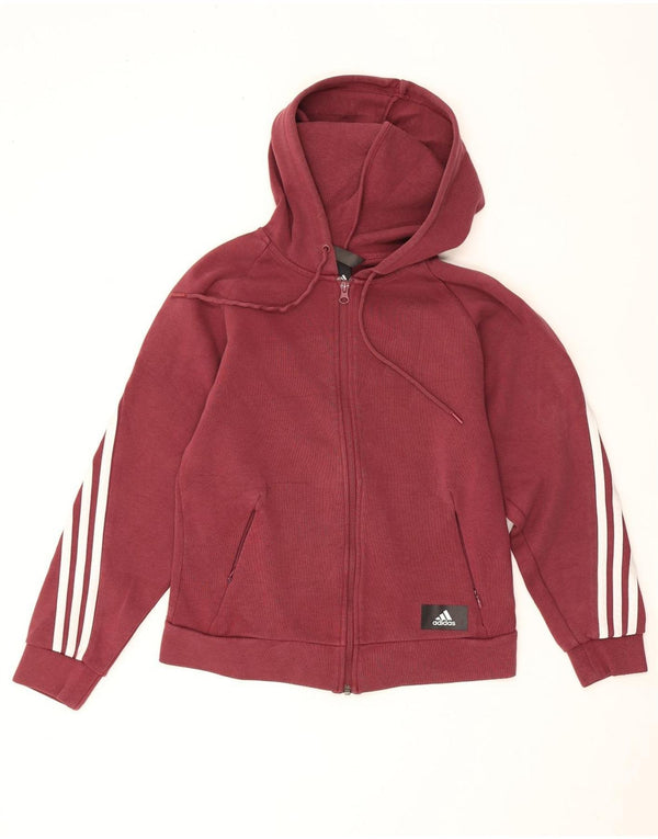 Adidas hættetrøje med lynlås til kvinder UK 4/6 XS Bourgogne bomuld