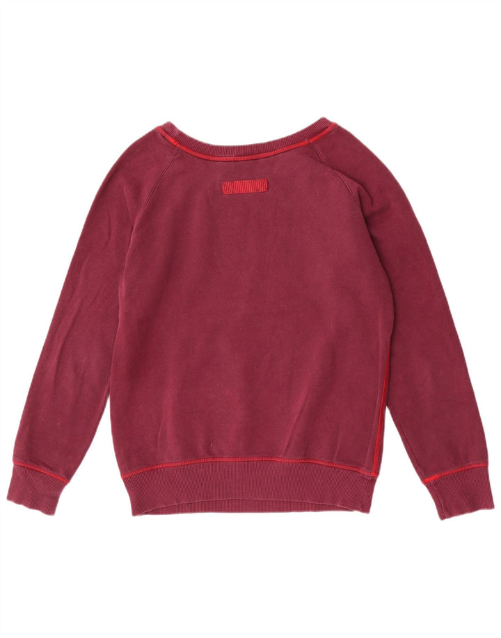 Adidas Dame Grafisk Sweatshirt Jumper UK 12 Medium Burgundy