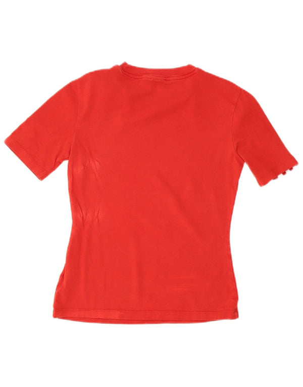 Adidas Dame T-Shirt Top UK 12 Medium Rød Bomuld