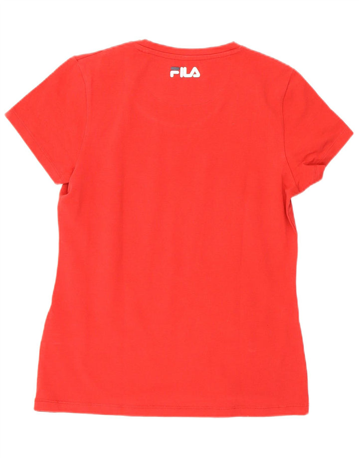 Fila Dame Grafisk T-Shirt Top UK 12 Medium Rød