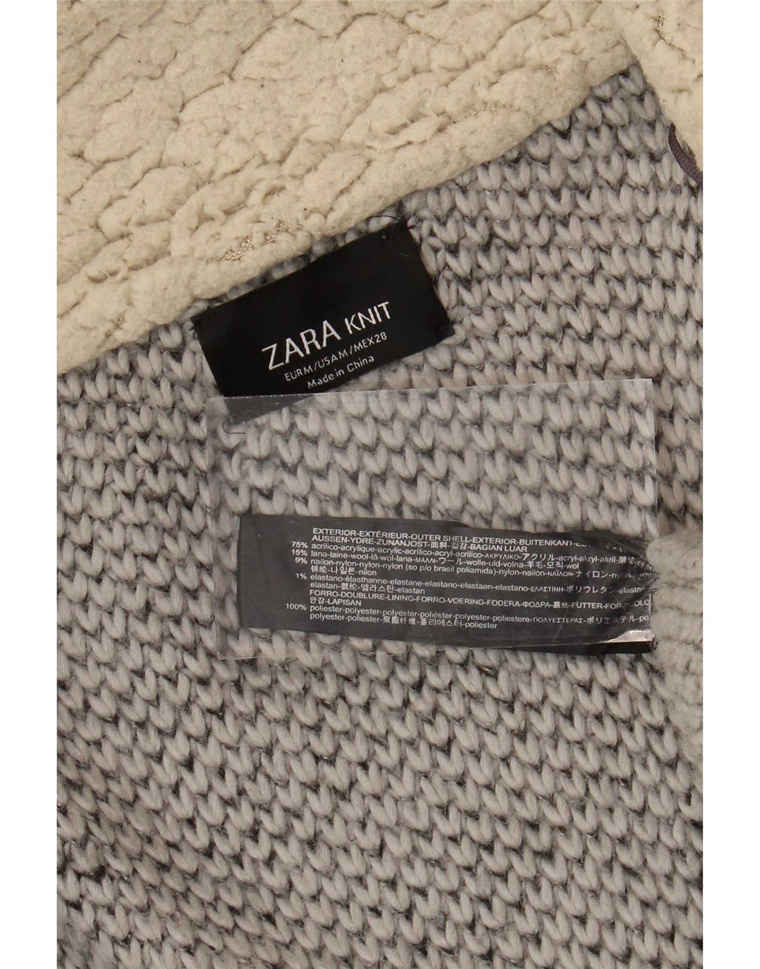 Zara Womens Oversized Open Overcoat UK 14 Medium Grey Colourblock Acryl