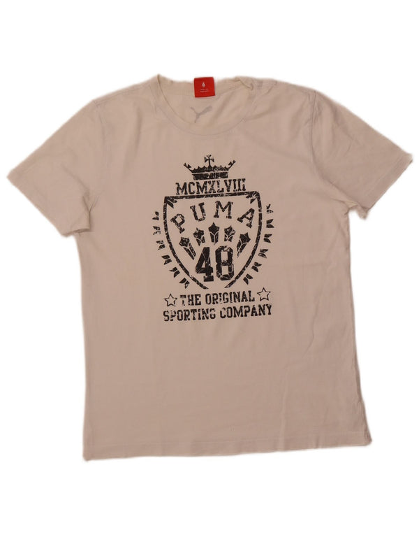 PUMA Herre grafisk T-shirt Top Lille hvid bomuld