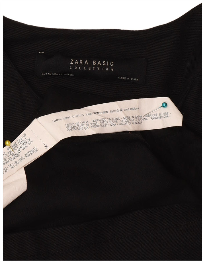 Zara Dame Blazer Jakke UK 6 XS Sort Lyocell