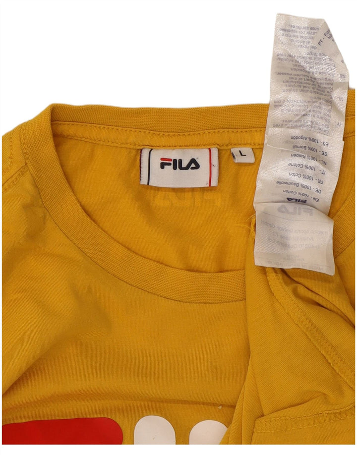 Fila Herre Grafisk T-Shirt Top Stor Gul Bomuld