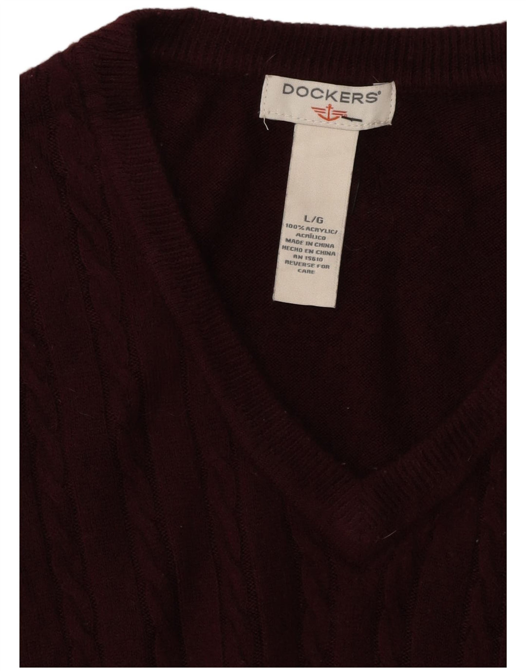 DOCKERS Mens Vest Tank Top Large Burgundy Acrylic