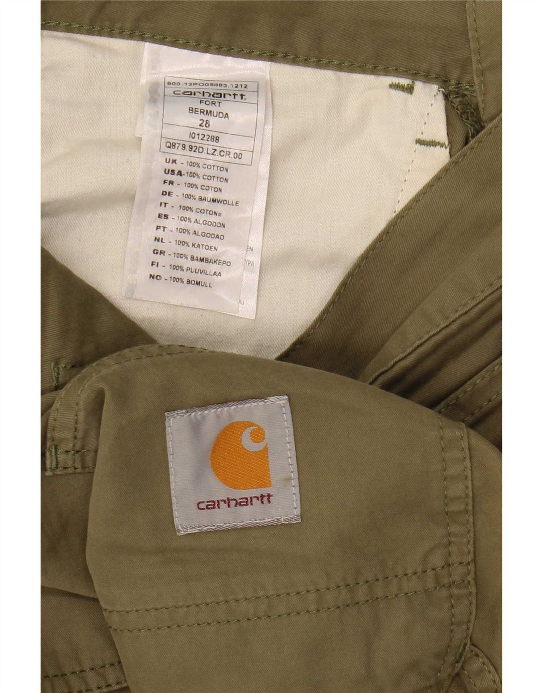 Carhartt Herre Cargo Bermuda Shorts W28 Små Khaki Bomuld