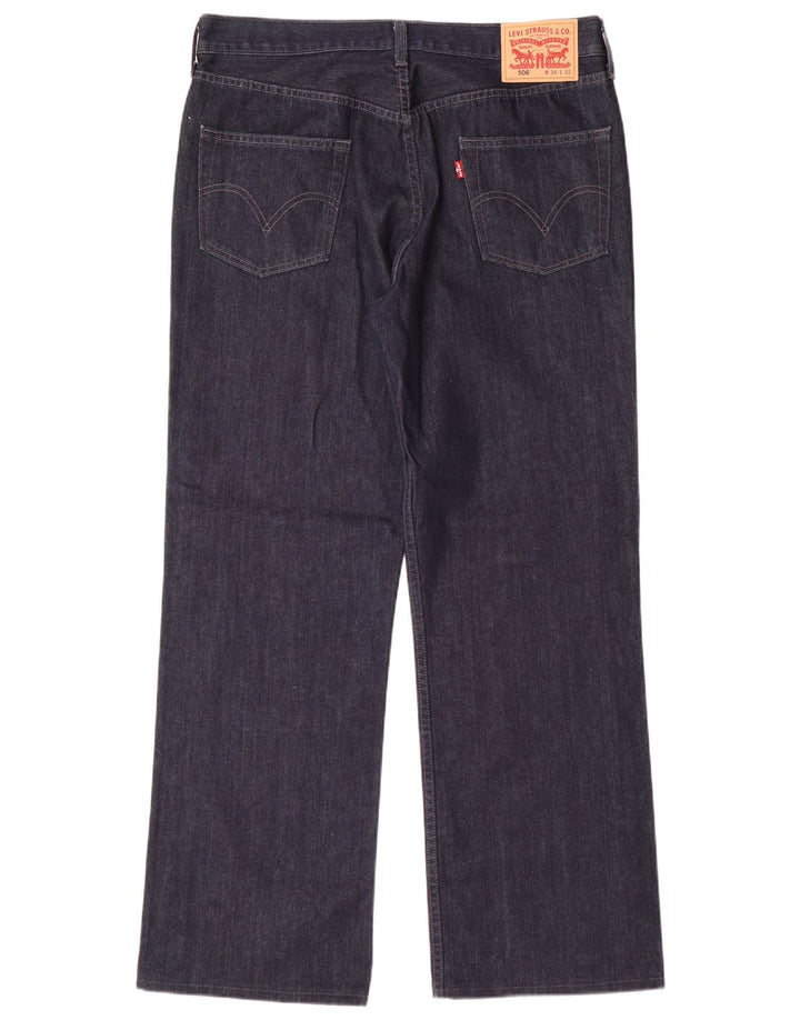 LEVI'S Mens 506 Straight Jeans W36 L29 Navy Blue Cotton