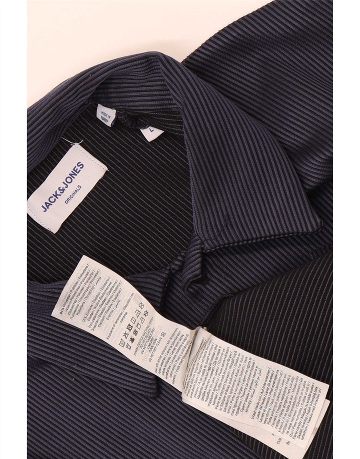 Jack & Jones kortærmet herreskjorte Stor marineblå stribet polyester