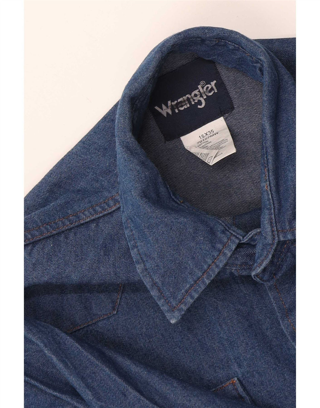 Wrangler Herre Western Denim skjorte str. 15 Medium Blue Cotton