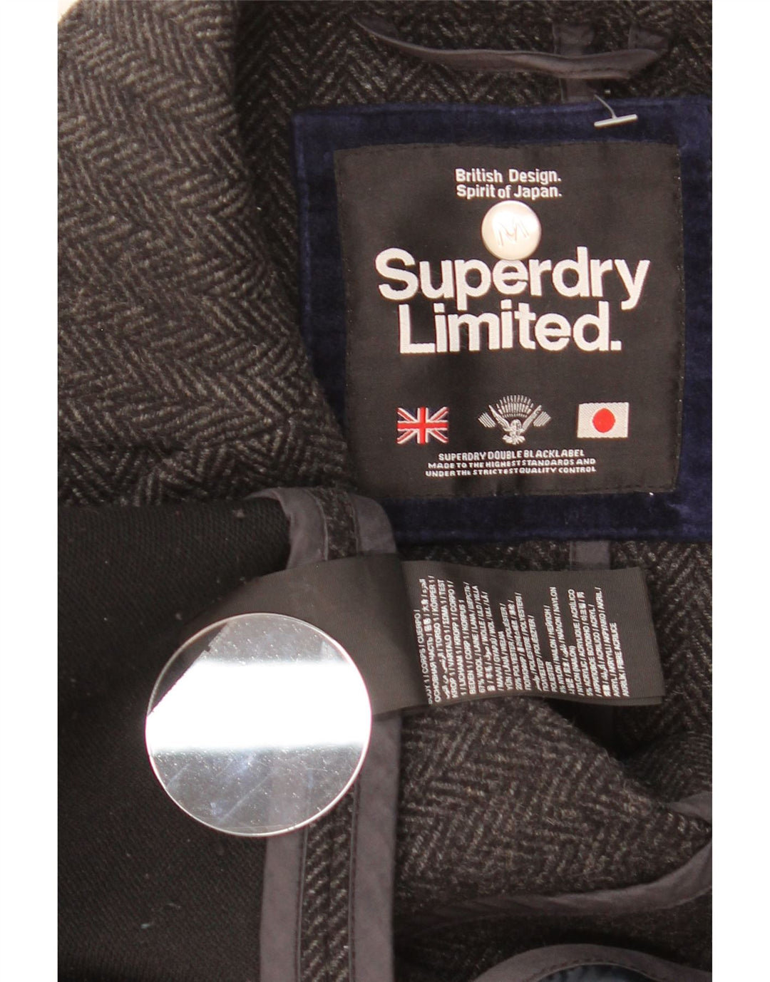 Superdry Herre Overfrakke XS Grå Sildebensuld