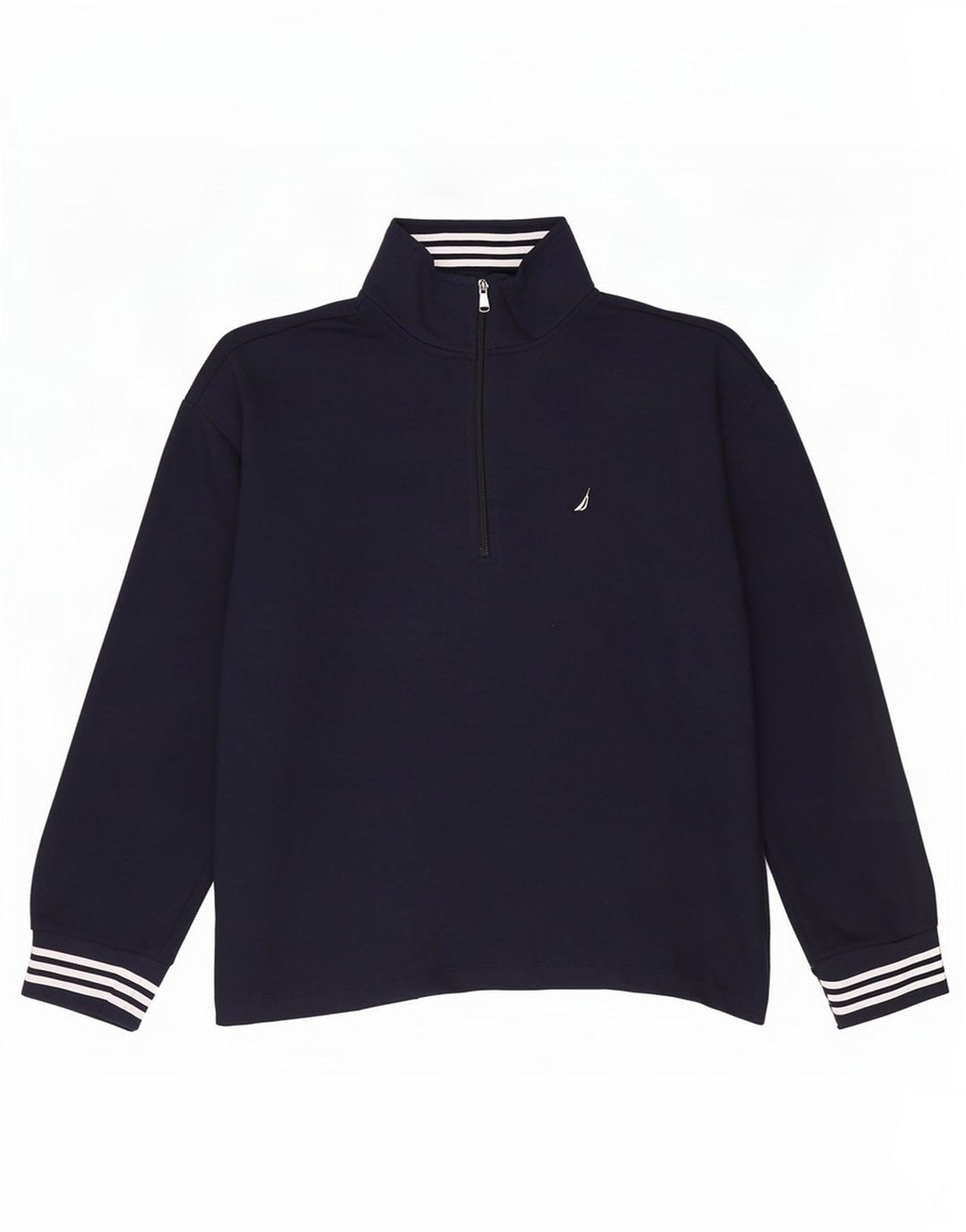 Nautica Herre Zip Neck Sweatshirt Jumper Large Navy Blue Bomuld