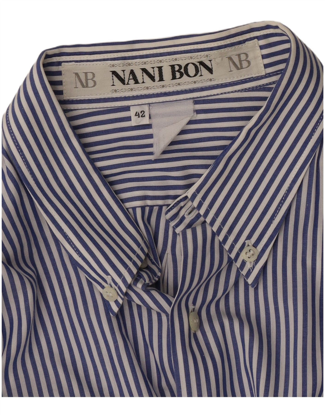 NANI BON Herreskjorte str. 42 Large Blue Pinstripe