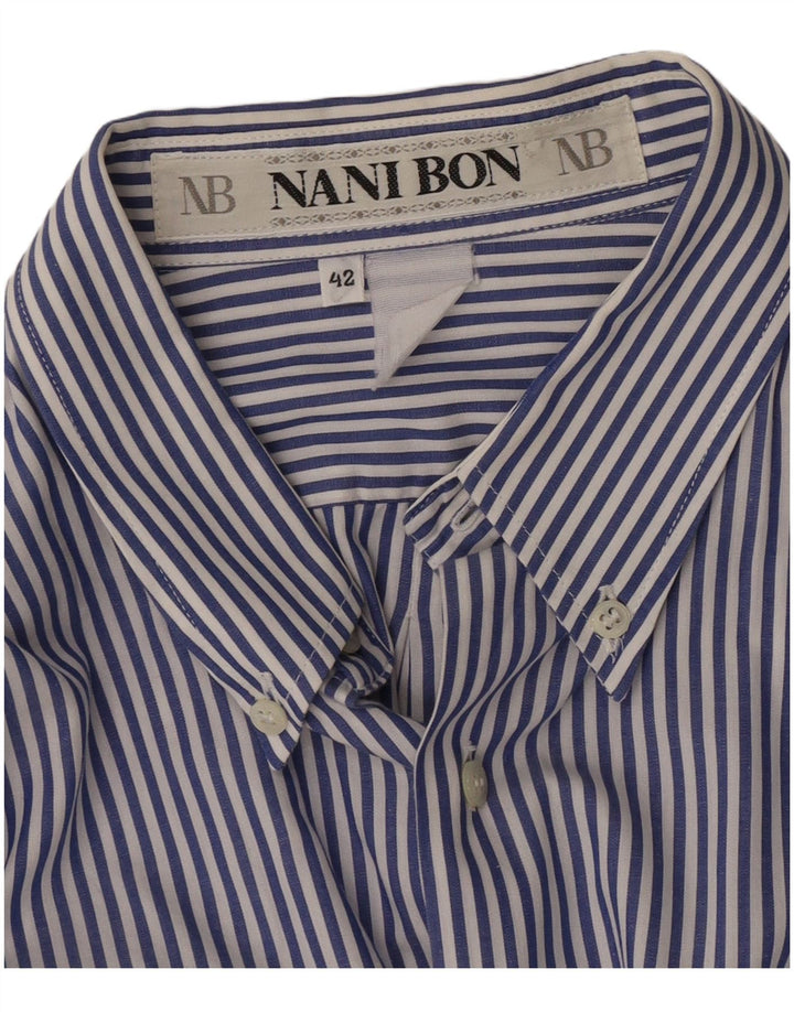 NANI BON Herreskjorte str. 42 Large Blue Pinstripe