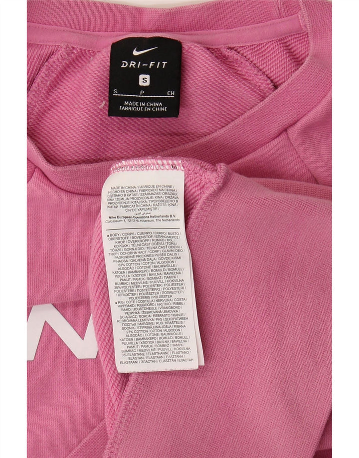 NIKE Womens Oversized Crop Graphic Sweatshirt Jumper UK 10 Small Pink Vintage Nike and Second-Hand Nike from Messina Hembry 