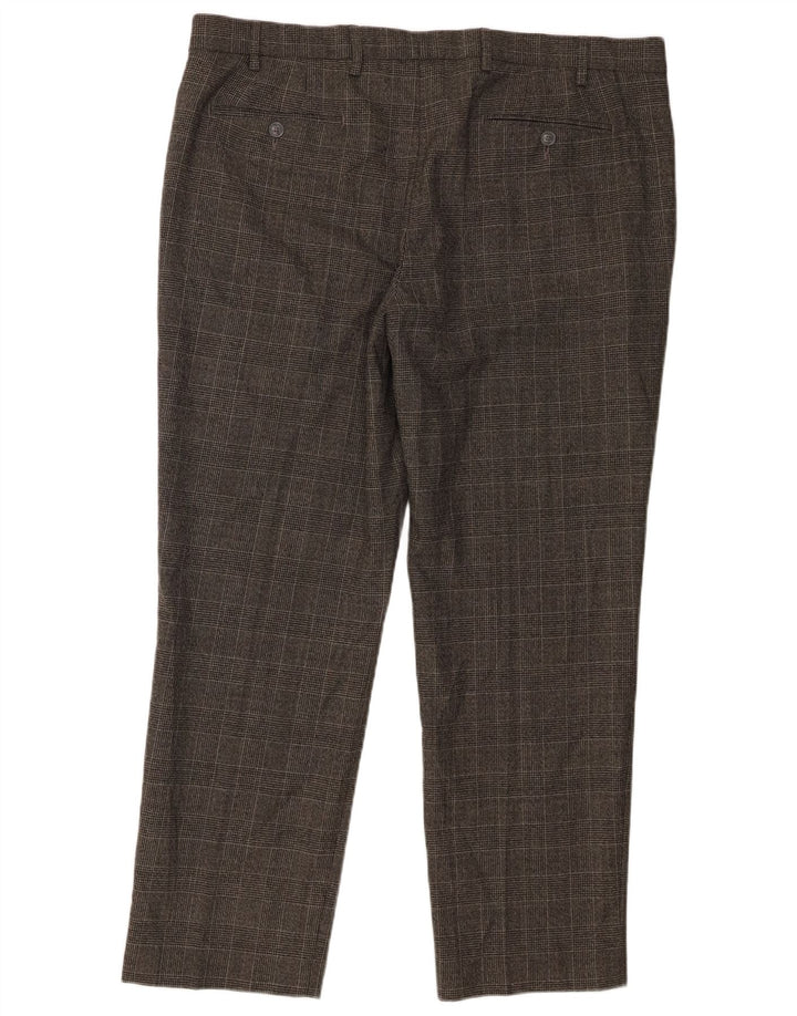 Marks & Spencer Herre Straight Regular Fit Suit Bukser W40 L29 Grå ternet