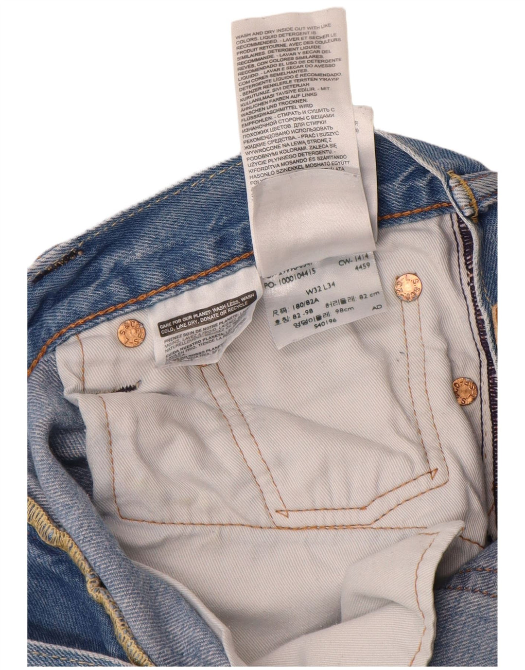 Levi's Herre 504 lige jeans W32 L34 blå bomuld