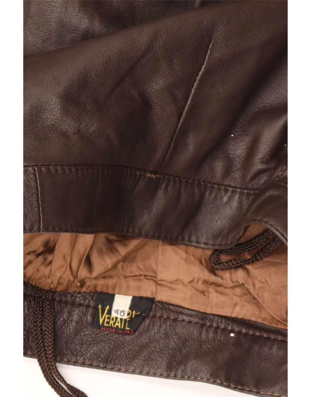 Vintage dame mini læder nederdel IT 46 Large W28 brunt læder