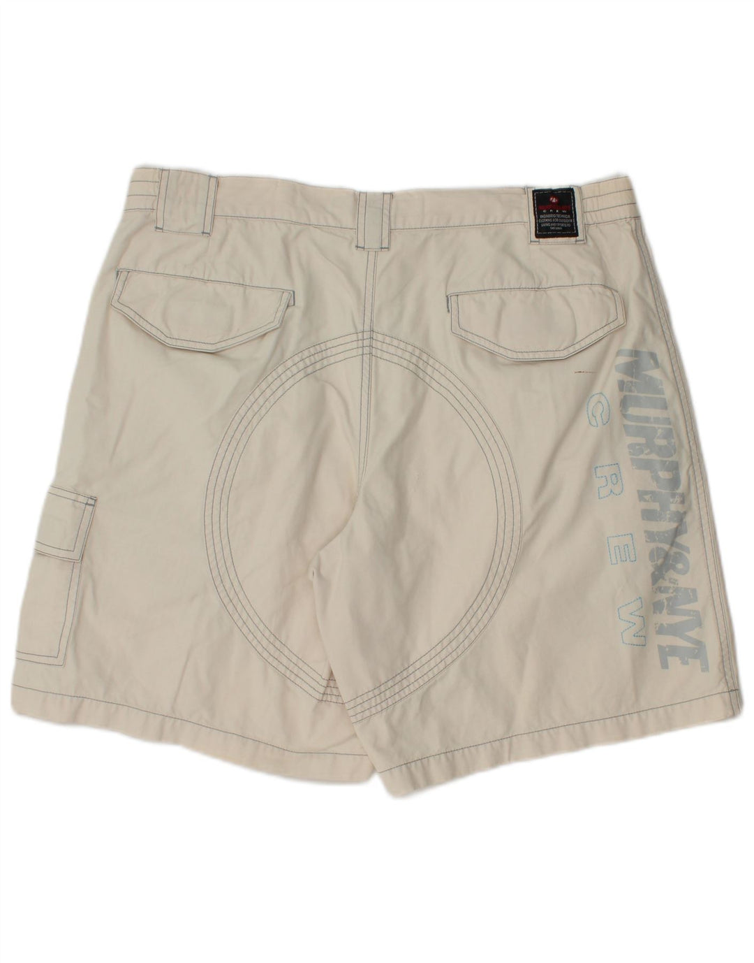 Murphy & Nye Herre Graphic Cargo Shorts W38 XL Hvid Bomuld