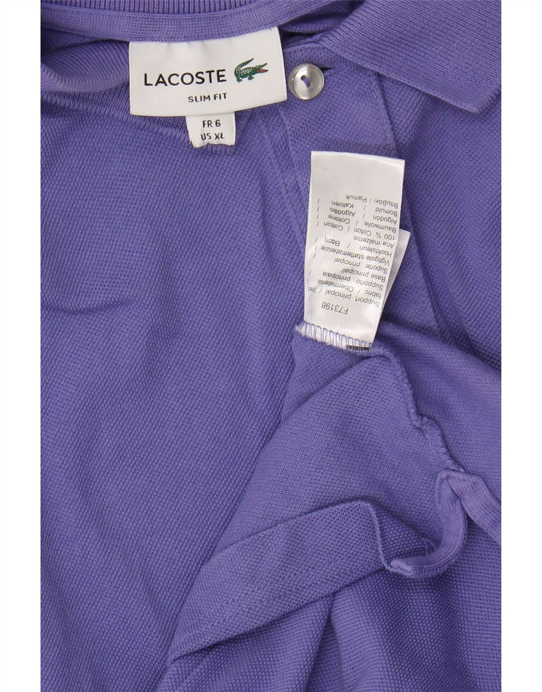 LACOSTE Slim Fit Polo Shirt til mænd Størrelse 6 XL Lilla Bomuld