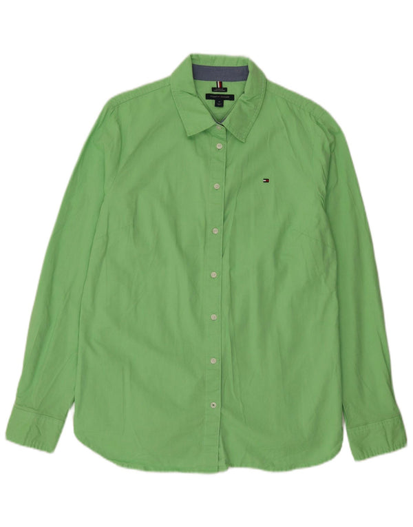 Tommy Hilfiger Dame Classic Fit skjorte UK 14 Medium Green Bomuld