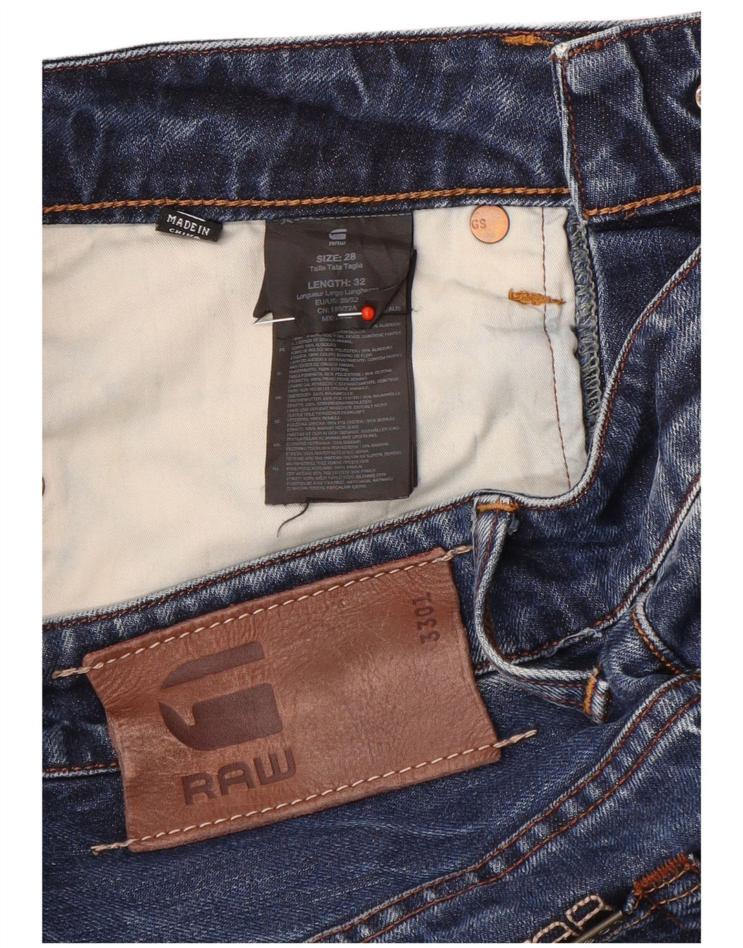 G-Star Herre 3301 Slim Jeans W28 L32 Blå Bomuld