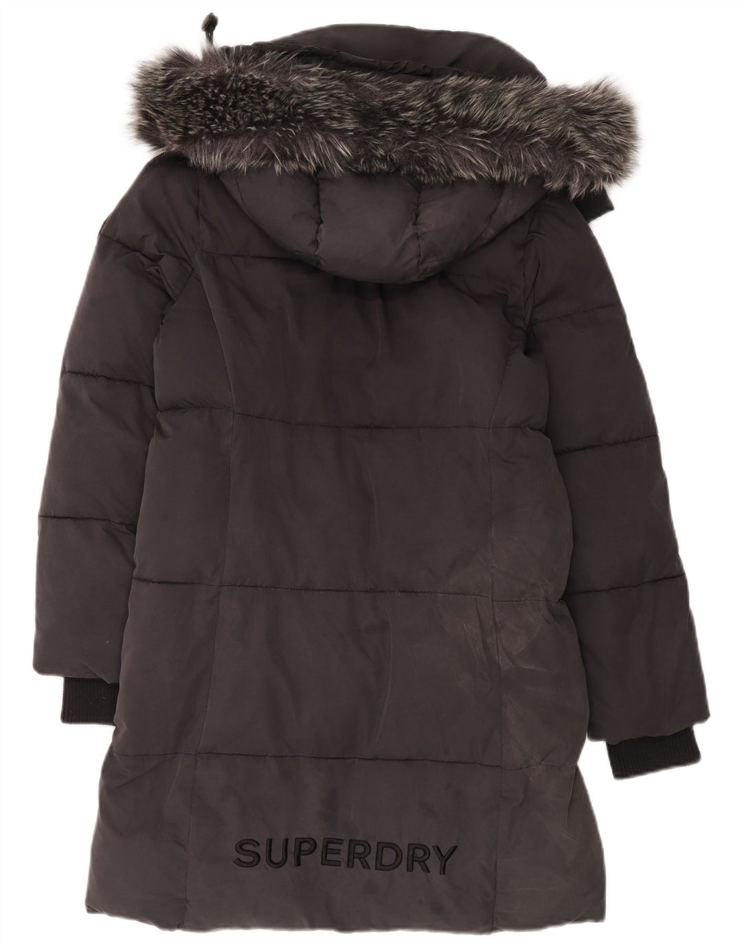 Superdry Dame Hætte Oversized Polstret Frakke UK 10 Lille Grå Polyester