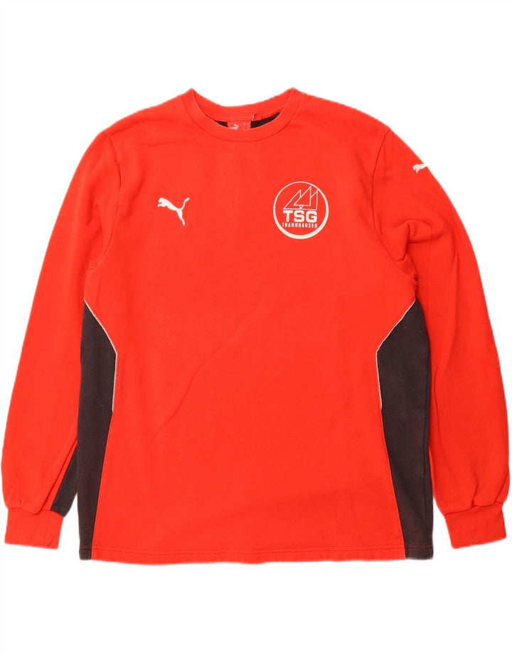 PUMA grafisk sweatshirt til mænd, stor rød farveblok bomuld