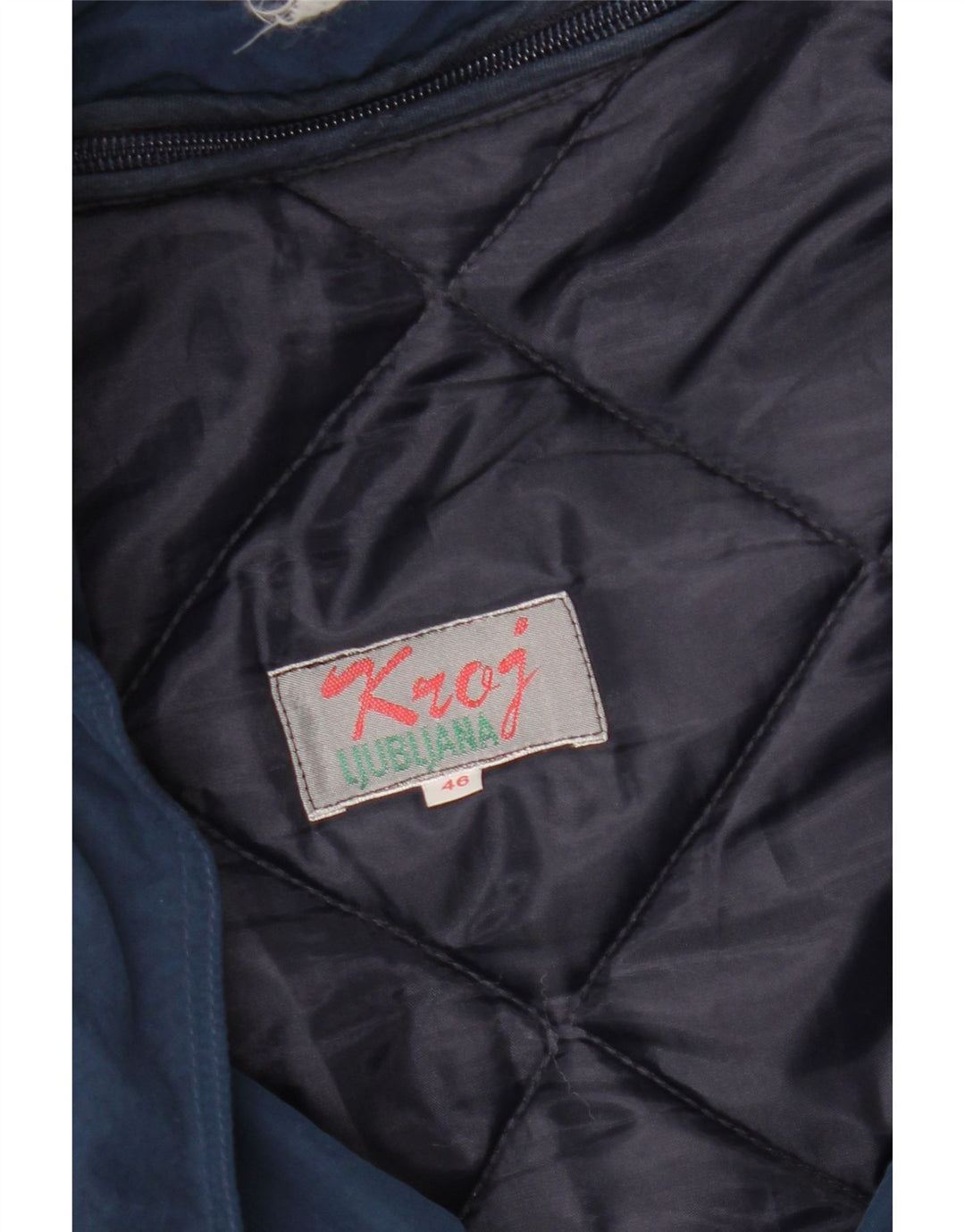 Vintage Herre Hætte Loose Fit Polstret Jakke EU 46 Small Navy Blue