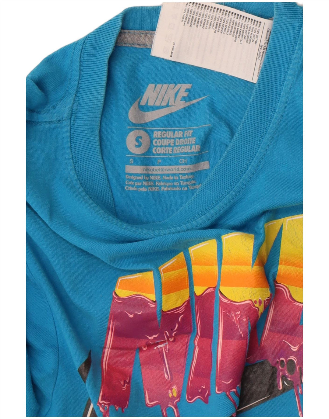 Nike Herre Regular Fit Grafisk T-Shirt Top Lille Blå Bomuld