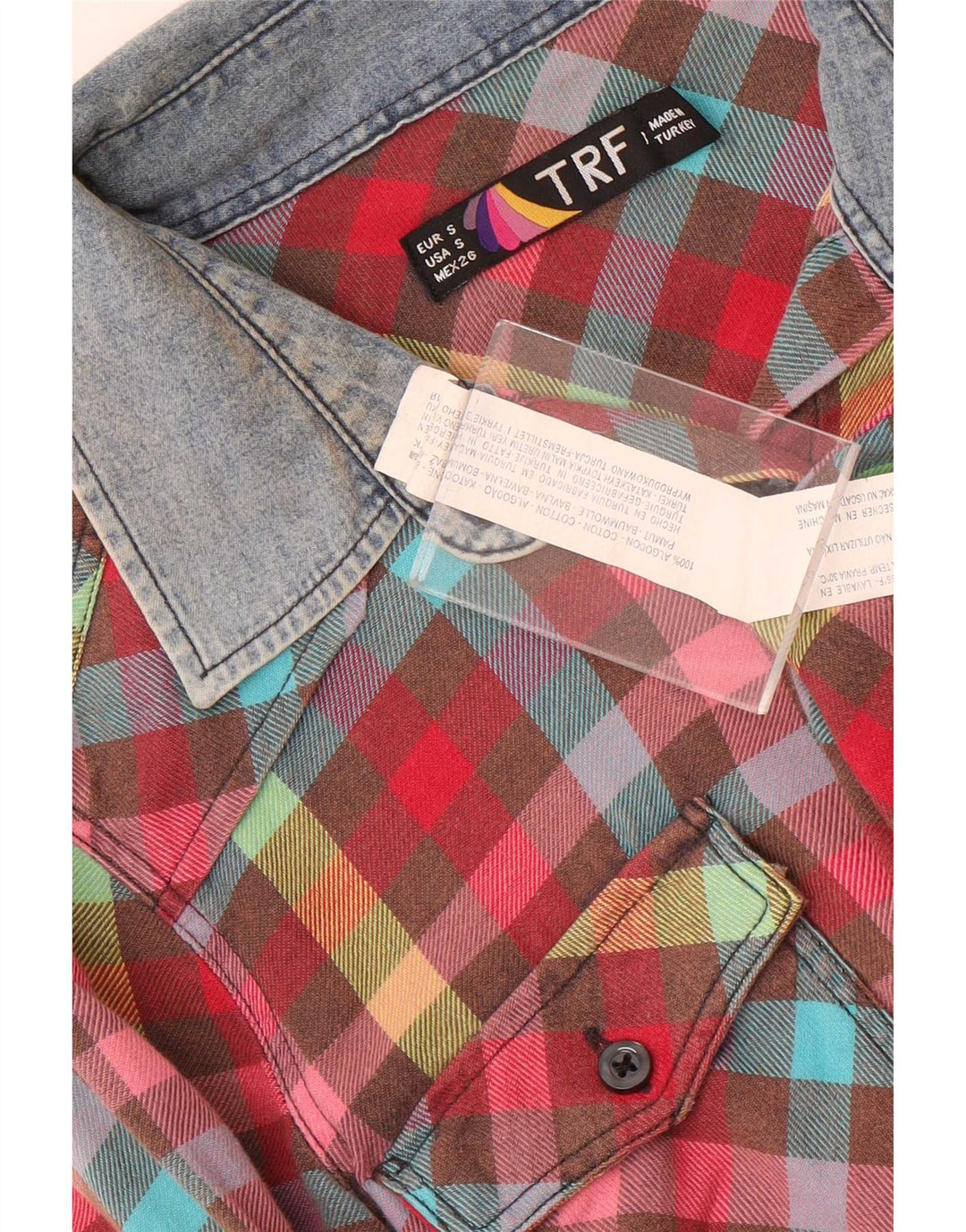 Vintage dame flannel skjorte UK 10 Lille flerfarvet ternet bomuld