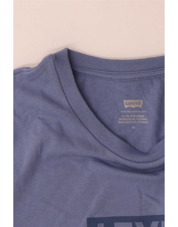 Levi's Grafisk T-shirt top til kvinder UK 14 Mellemblå bomuld